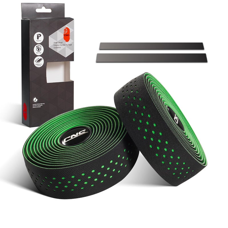 CNC Bike Handlebar Tape, Road Bicycle Bar Tapes, 2 Pcs Cycling Handle Wraps for Mountain Bike, Black/Blue/Green/Red/White/Yellow/Pink (Green) - Image 1